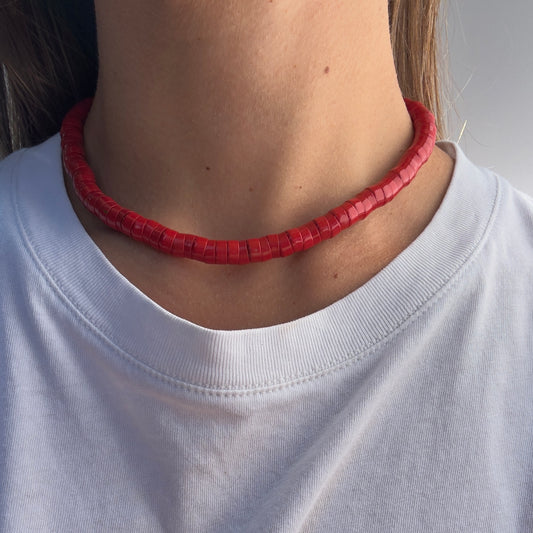 "Fire on the Mountain" Upcycled Beaded Choker Necklace