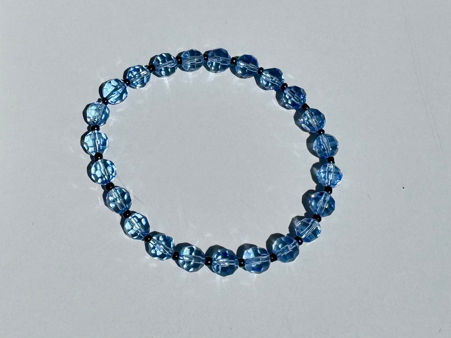 "Blue Moon" Upcycled Beaded Stretch Bracelet (1/1)