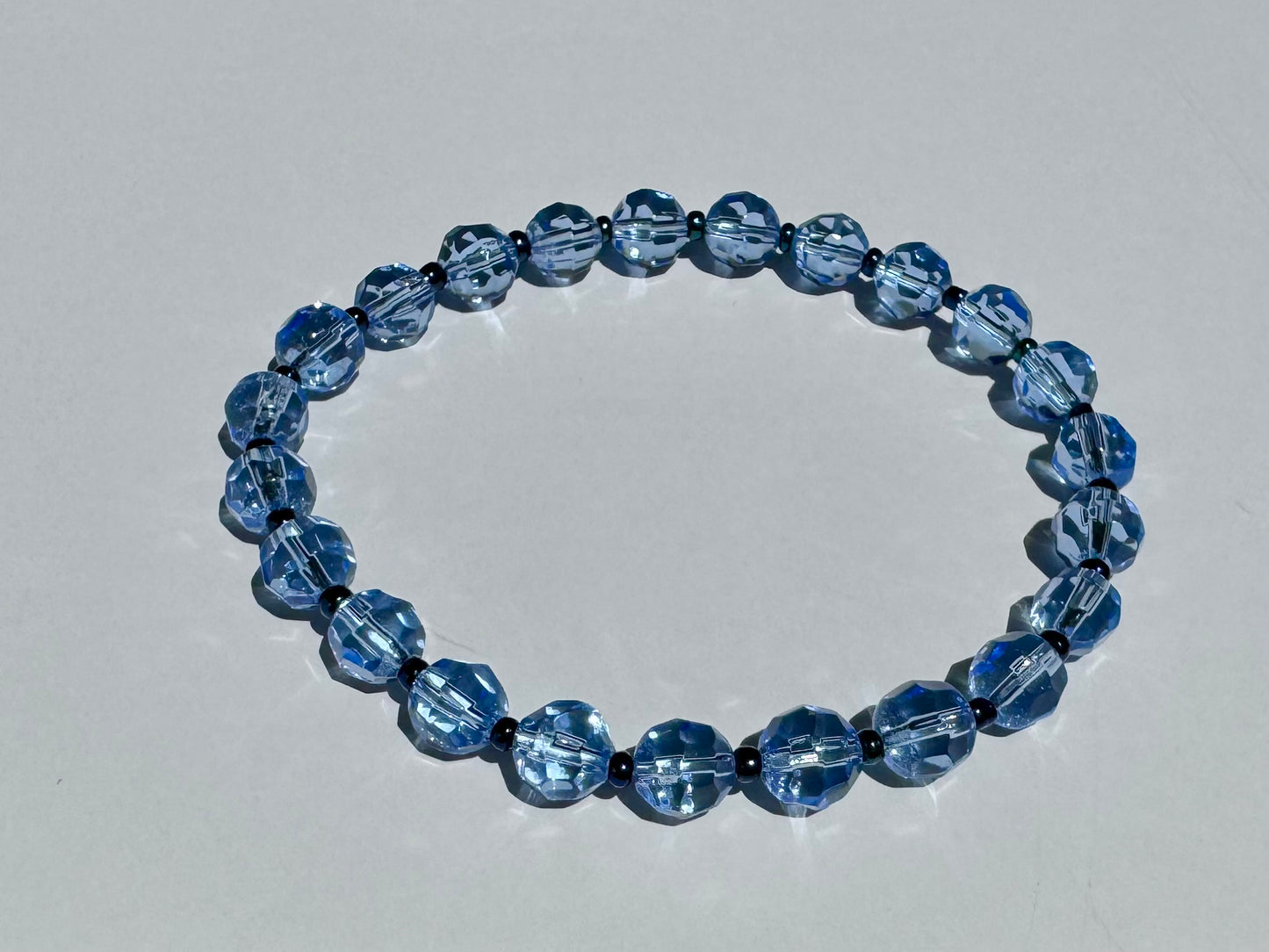 "Blue Moon" Upcycled Beaded Stretch Bracelet (1/1)