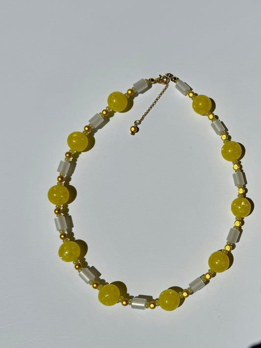 "Good Day Sunshine" Upcycled Beaded Choker Necklace 14" (1/1)