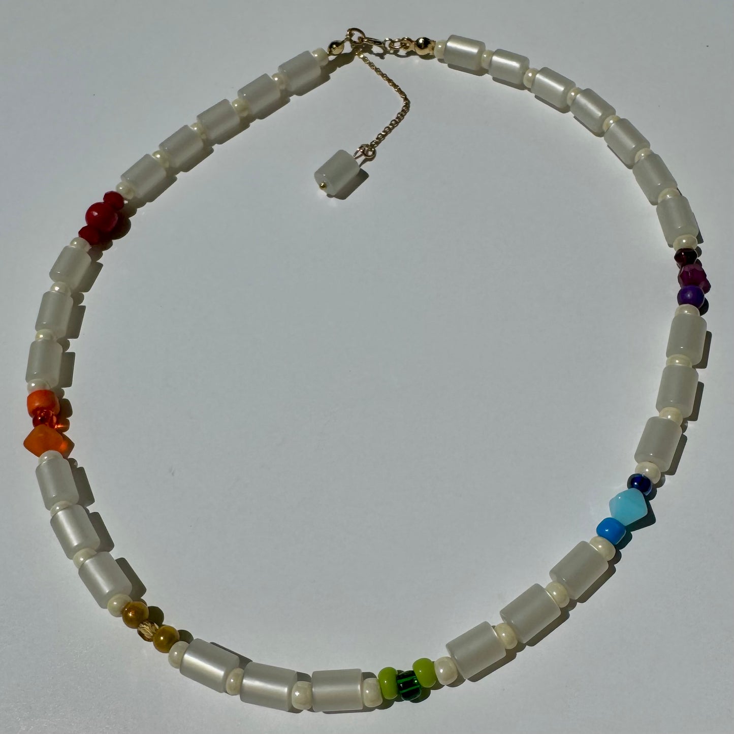 "Coat of Many Colors" Upcycled Beaded Choker Necklace 14" (1/1)