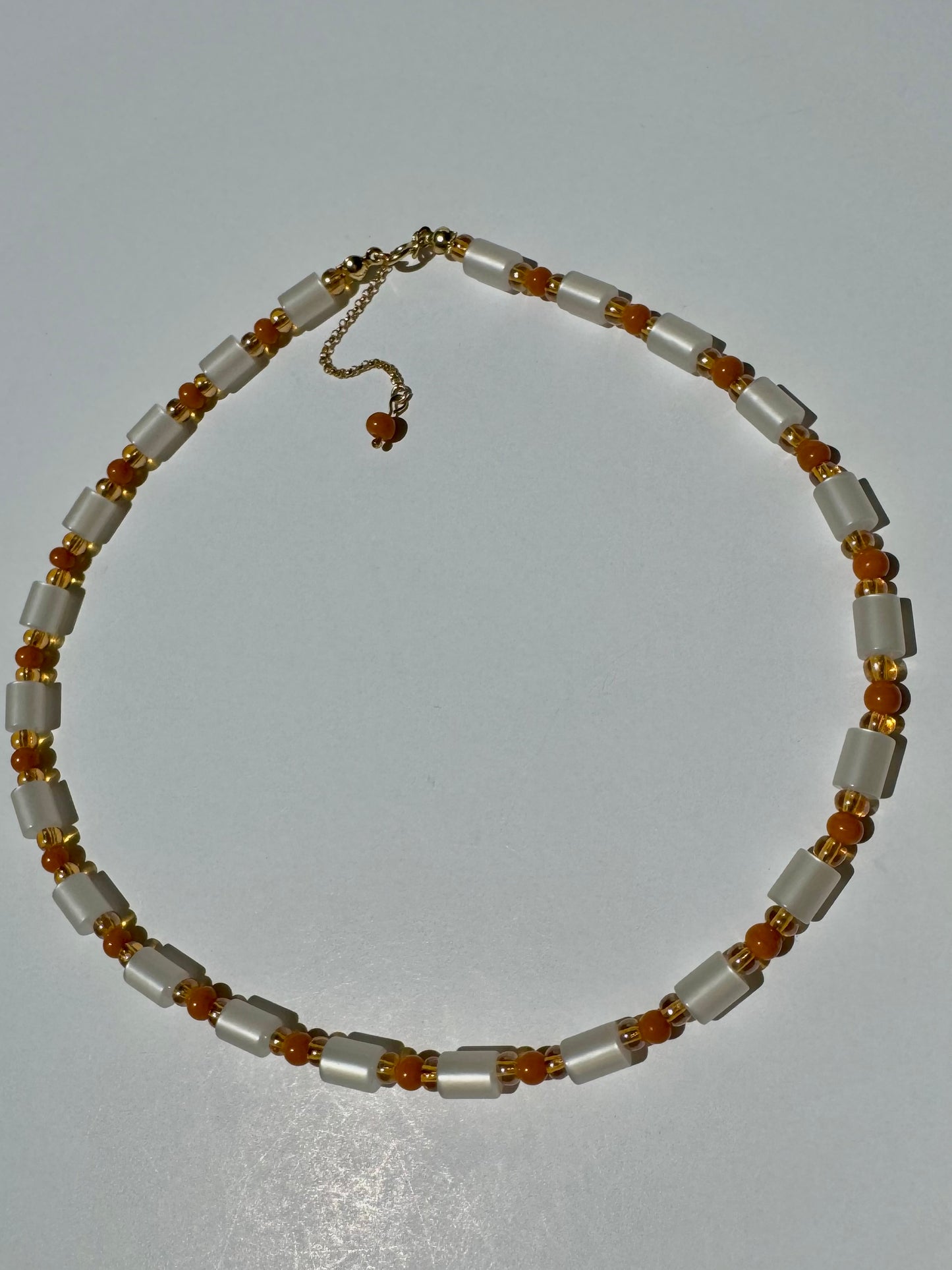 "Tangerine, Tangerine" Upcycled Beaded Choker Necklace 14" (1/1)