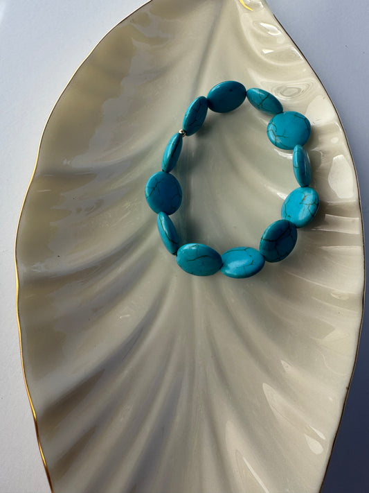 "Mr. Blue Sky" Upcycled Beaded Stretch Bracelet