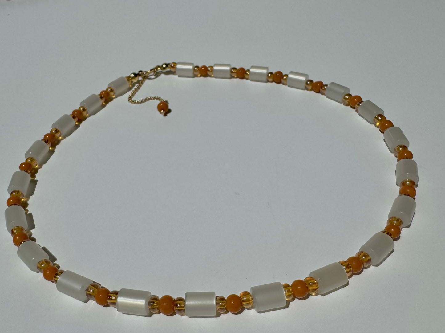 "Tangerine, Tangerine" Upcycled Beaded Choker Necklace 14" (1/1)