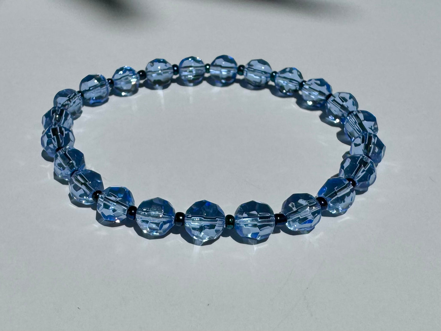 "Blue Moon" Upcycled Beaded Stretch Bracelet (1/1)