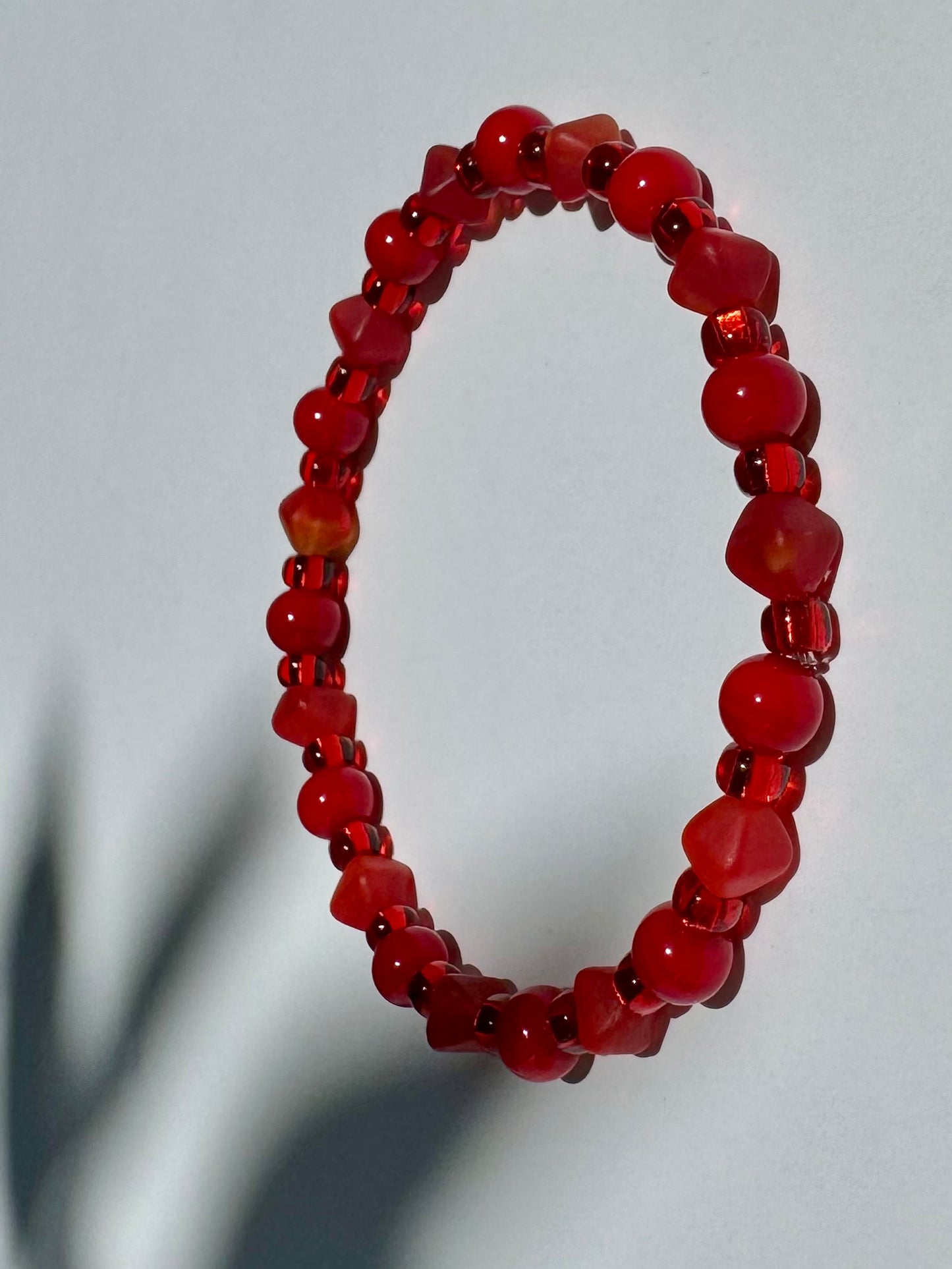 "Set My Heart On Fire" Upcycled Beaded Stretch Bracelet (1/1)