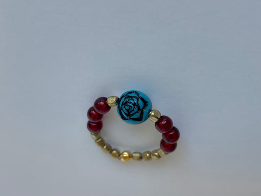 "Sugar Magnolia" Beaded Stretch Ring