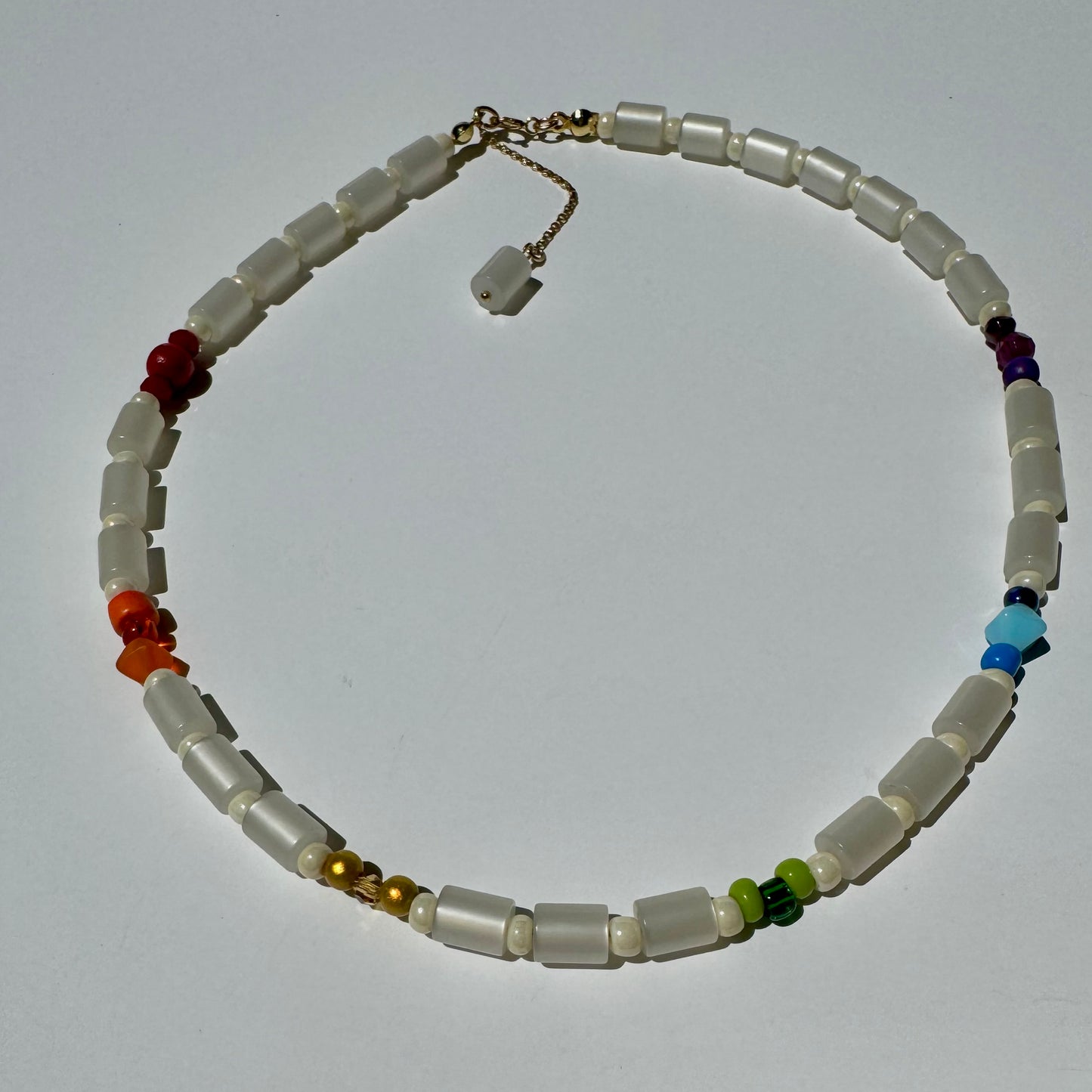 "Coat of Many Colors" Upcycled Beaded Choker Necklace 14" (1/1)