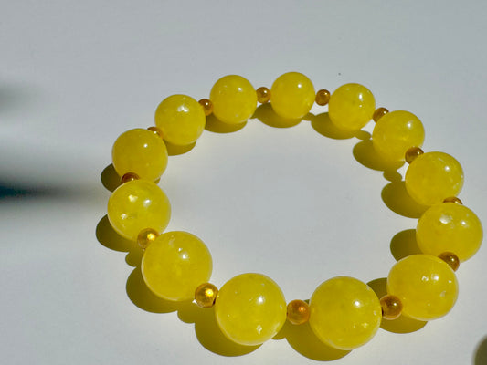 "Good Day Sunshine" Upcycled Beaded Stretch Bracelet (2/2)