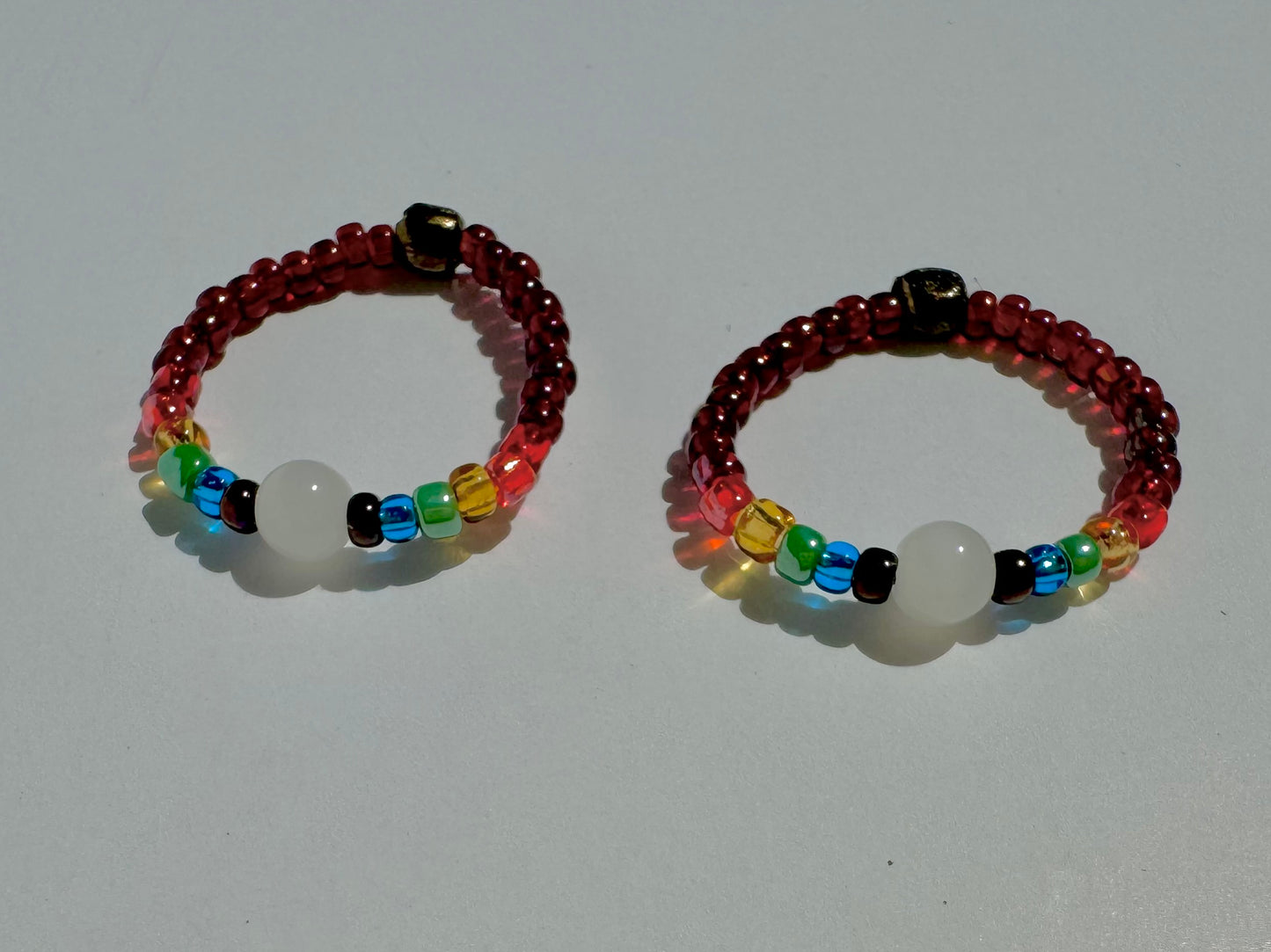 "Real Love" Matching Beaded Stretch Rings (Set of 2)