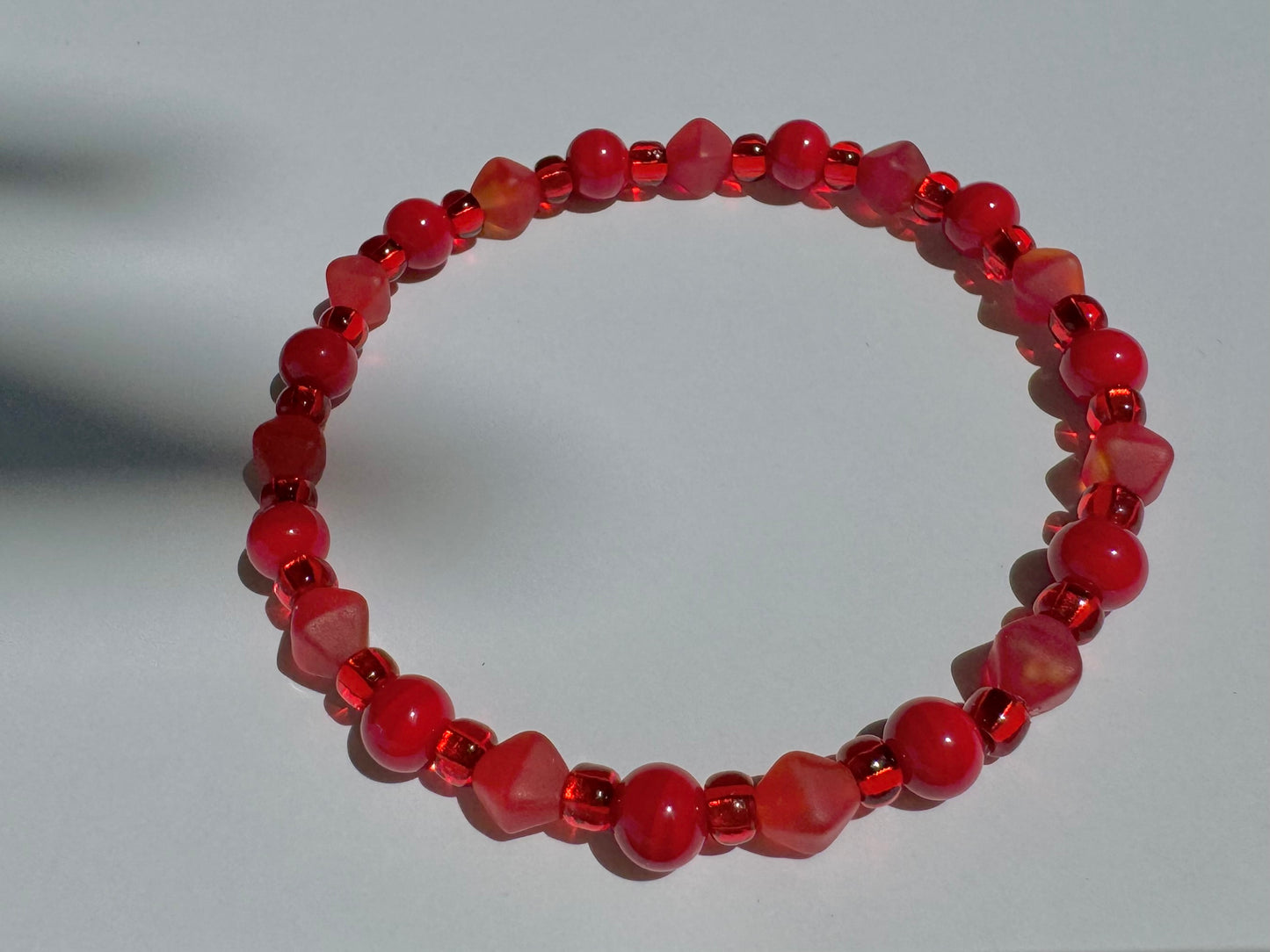 "Set My Heart On Fire" Upcycled Beaded Stretch Bracelet (1/1)