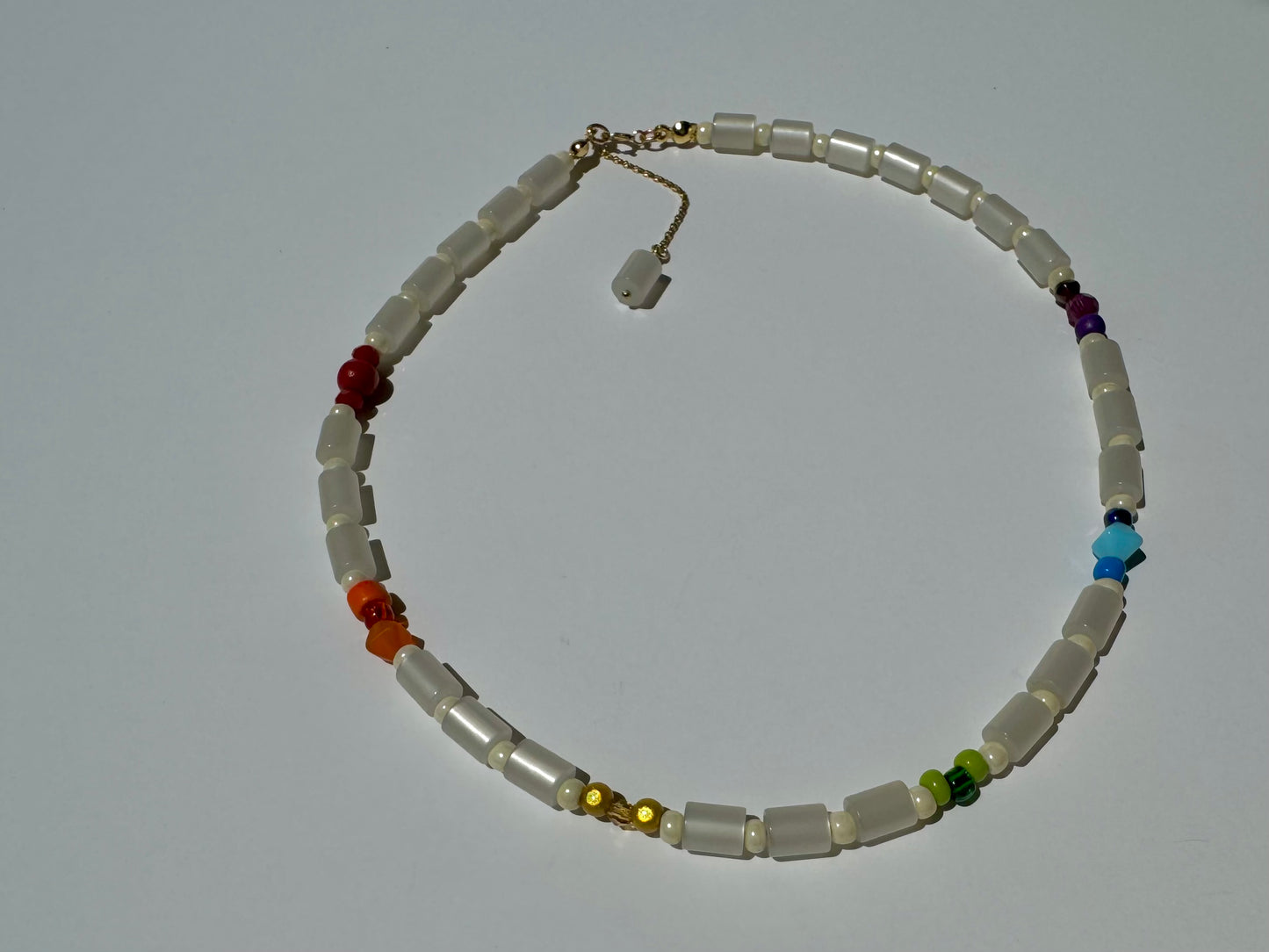 "Coat of Many Colors" Upcycled Beaded Choker Necklace 14" (1/1)