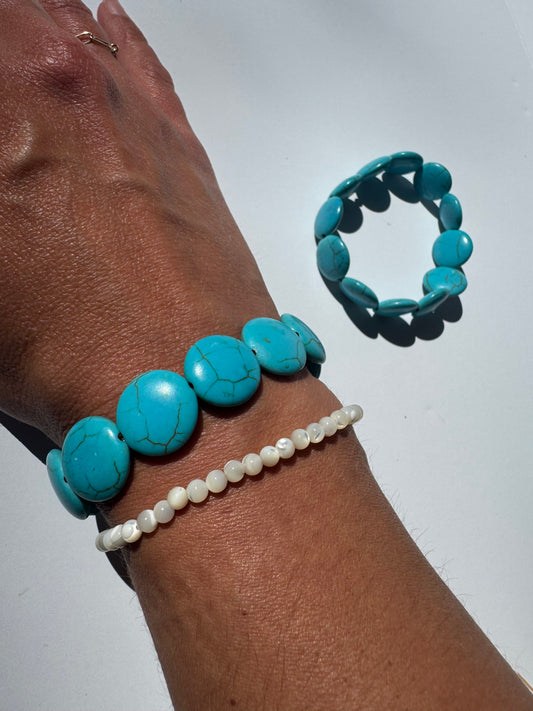 "Mr. Blue Sky" Upcycled Beaded Stretch Bracelet