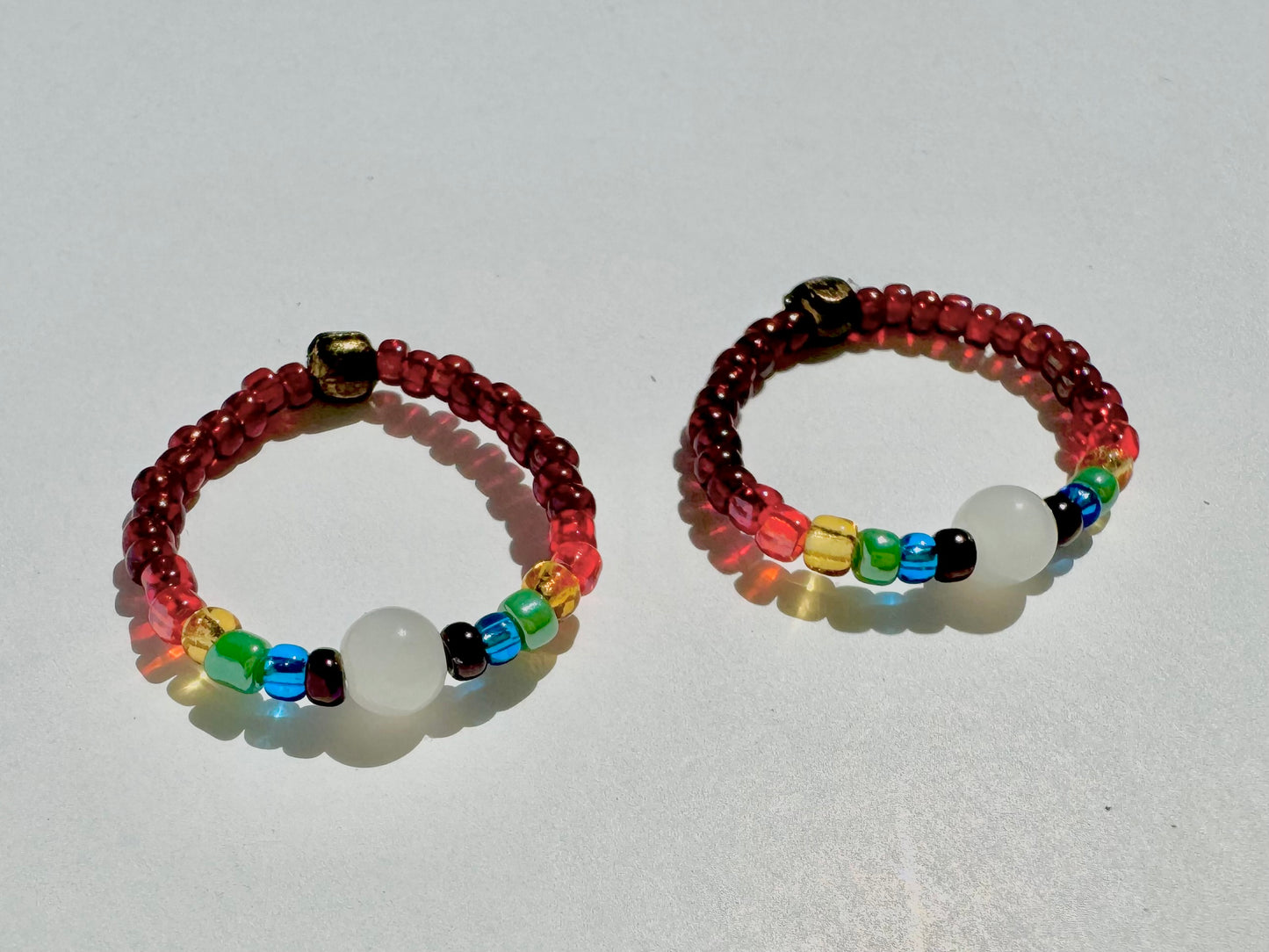 "Real Love" Matching Beaded Stretch Rings (Set of 2)