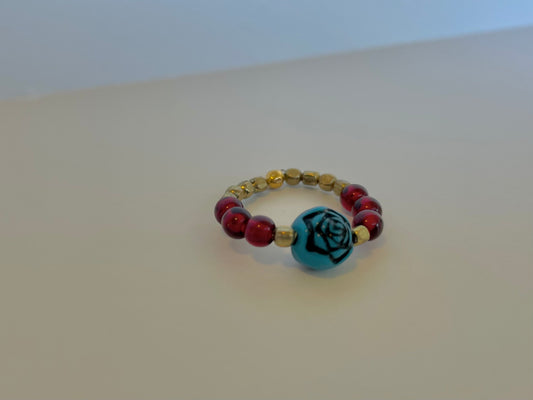 "Sugar Magnolia" Beaded Stretch Ring
